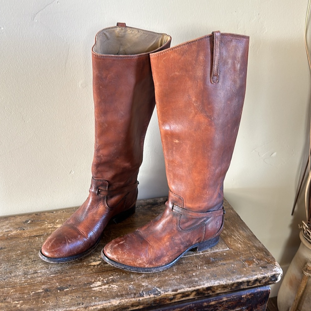 Frye Brown Leather Boots Size 8 - Picture 2 of 7